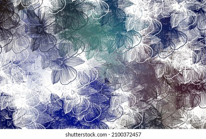 Light Blue, Red vector natural pattern with flowers. Decorative design of flowers on white background. New template for your brand book.