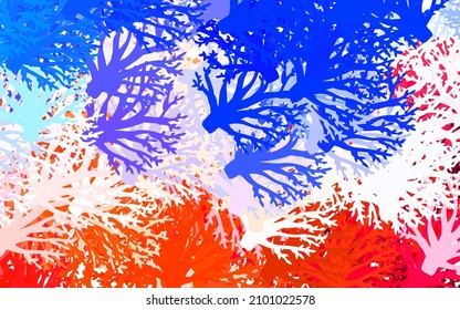 Light Blue, Red vector natural artwork with leaves, branches. Creative illustration in blurred style with leaves, branches. Pattern for wallpapers, coloring books.