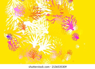 Light Blue, Red vector natural backdrop with branches. Colorful abstract illustration with leaves in doodle style. Brand new style for your business design.