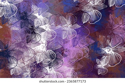 Light Blue, Red vector natural background with flowers. Sketchy doodle flowers on white background. Colorful pattern for kid's books.