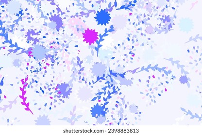 Light Blue, Red vector natural background with flowers Colorful illustration in doodle style with flowers. Textured pattern for websites, banners.