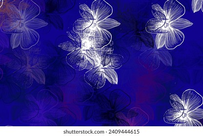 Light Blue, Red vector natural pattern with flowers. Glitter abstract illustration with flowers. Brand new design for your business.