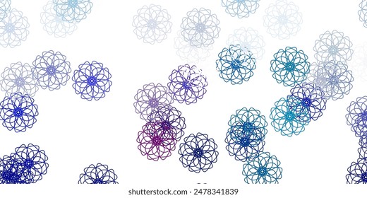 Light blue, red vector natural artwork with flowers. Abstract illustration with flowers in Origami style. Pattern for website designs.