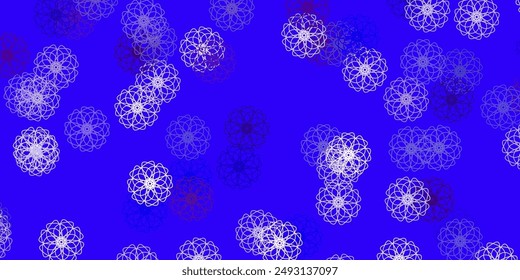 Light blue, red vector natural artwork with flowers. Abstract illustration with flowers in Origami style. Pattern for website designs.