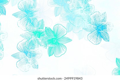 Azul claro, Vector rojo obra de arte natural con flores. Ilustración creativa en estilo borroso con flores. Diseño pintado a mano para Web, folletos.