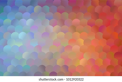 Light Blue, Red vector pattern with colored spheres. Geometric sample of repeating circles on white background in halftone style.