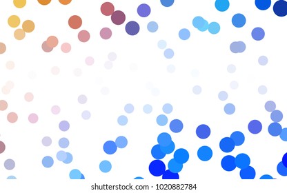 Light Blue, Red vector pattern with colored spheres. Geometric sample of repeating circles on white background in halftone style.