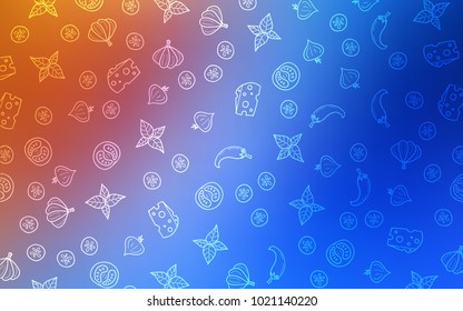 Light Blue, Red vector pattern with fresh ingredients. Decorative shining illustration with food on abstract template. Design for ad, poster, banner of cafes or restaurants.