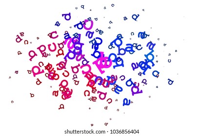 Light Blue, Red vector pattern with ABC symbols. Modern geometrical illustration with ABC english symbols. Best design for your ad, poster, banner of college.