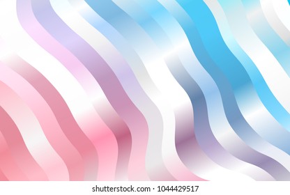 Light Blue, Red vector pattern with curved circles. Colorful abstract illustration with gradient lines. Textured wave pattern for backgrounds.