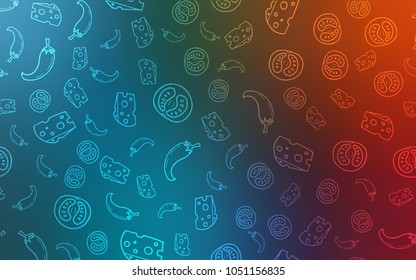 Light Blue, Red vector pattern with fresh ingredients. Illustration with set of fresh food in doodle style. Pattern for ads of breakfast, lunch, dinner.