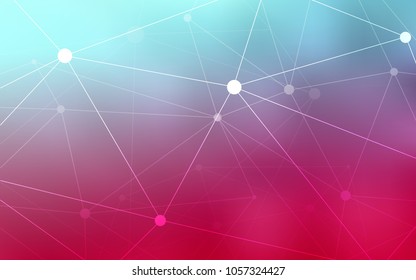 Light Blue, Red vector pattern with spheres, triangles. Design with connection of dots and lines on colorful background. Completely new template for your brand book.