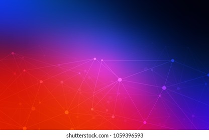 Light Blue, Red vector pattern with spheres, triangles. Design with connection of dots and lines on colorful background. New design for ad, poster, banner of your website.