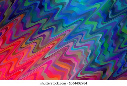 Light Blue, Red vector pattern with lava shapes. Glitter abstract illustration with wry lines. New composition for your brand book.