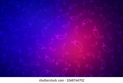 Light Blue, Red vector pattern with fresh peppers. Glitter abstract sketch with hot peppers. Design for ad, poster, banner of cafes or restaurants.