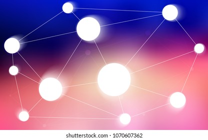 Light Blue, Red vector pattern with spheres, triangles. Glitter abstract illustration with connection of triangle structure. Pattern can be used for ads, leaflets.