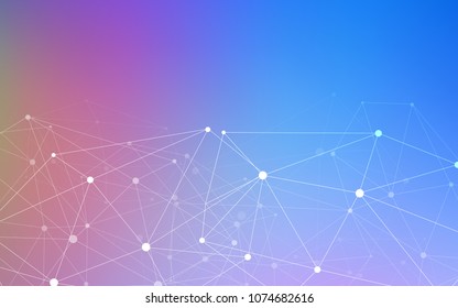 Light Blue, Red vector pattern with spheres, triangles. Colorful illustration with circles and lines in futuristic style. Pattern can be used as texture of wallpapers.