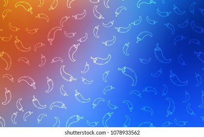 Light Blue, Red vector pattern with fresh peppers. Blurred decorative design of peppers in doodle style. Pattern for menu of cafes, bars, restaurants.