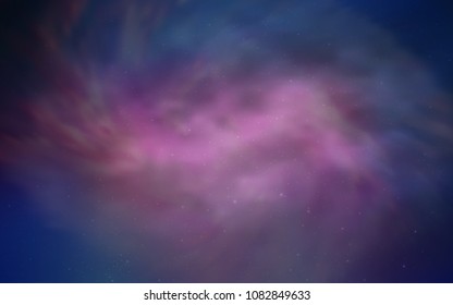 Light Blue, Red vector pattern with night sky stars. Shining colored illustration with bright astronomical stars. Smart design for your business advert.
