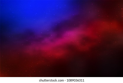 Light Blue, Red vector pattern with night sky stars. Shining colored illustration with bright astronomical stars. Pattern for futuristic ad, booklets.