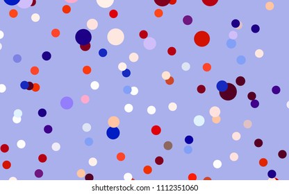 Light Blue, Red vector pattern with colored spheres. Geometric sample of repeating circles on white background in halftone style.