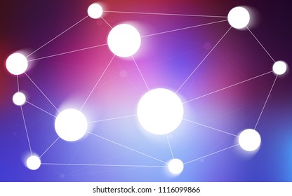 Light Blue, Red vector pattern with spheres, triangles. Illustration with set of colorful abstract circles and lines. Completely new template for your brand book.