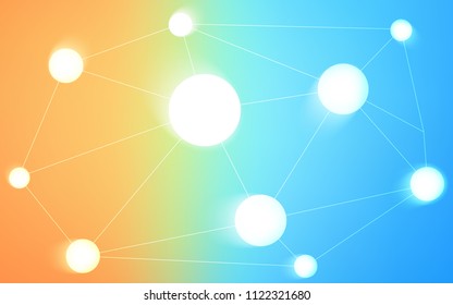Light Blue, Red vector pattern with spheres, triangles. Design with connection of dots and lines on colorful background. Pattern can be used as texture of wallpapers.