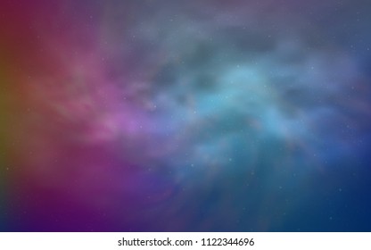 Light Blue, Red vector pattern with night sky stars. Blurred decorative design in simple style with galaxy stars. Best design for your ad, poster, banner.