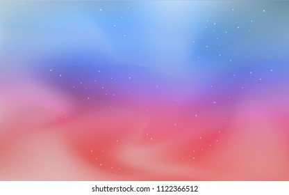Light Blue, Red vector pattern with night sky stars. Blurred decorative design in simple style with galaxy stars. Pattern for astronomy websites.