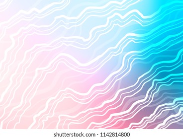 Light Blue, Red vector pattern with curved circles. Glitter abstract illustration with wry lines. A completely new template for your business design.