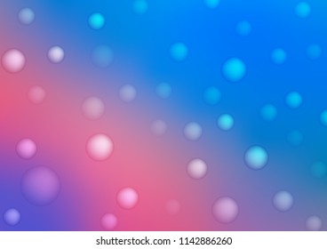 Light Blue, Red vector pattern with spheres. Glitter abstract illustration with blurred drops of rain. Pattern can be used as texture of water, rain drops.