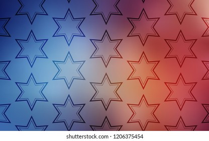 Light Blue, Red vector pattern with christmas stars. Glitter abstract illustration with colored stars. Pattern for new year ad, booklets.
