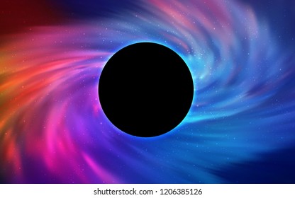 Light Blue, Red vector pattern with a black hole, stars. Gradient colorful illustration with a black hole, stars. Backdrop for ads, leaflets of Black Friday.