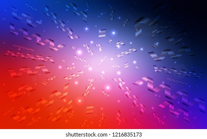 Light Blue, Red vector pattern with christmas ribbons. Blurred decorative design in anniversary style with confetti. The pattern can be used for birthday gifts, congratulations.