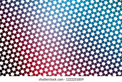 Light Blue, Red vector pattern with spheres. Glitter abstract illustration with blurred drops of rain. Template for your brand book.