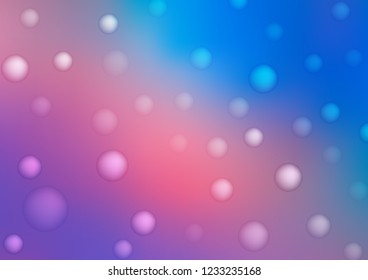 Light Blue, Red vector pattern with spheres. Glitter abstract illustration with blurred drops of rain. Completely new template for your brand book.