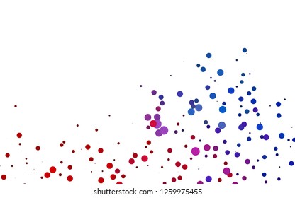 Light Blue, Red vector pattern with spheres. Modern abstract illustration with colorful water drops. Pattern of water, rain drops.
