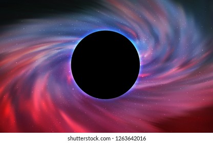 Light Blue, Red vector pattern with a black hole, stars. Illustration with colorful milky way stars and a black hole. Backdrop for Black Friday promotions.