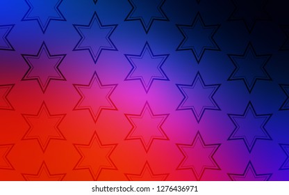 Light Blue, Red vector pattern with christmas stars. Shining colored illustration with stars. Template for sell phone backgrounds.