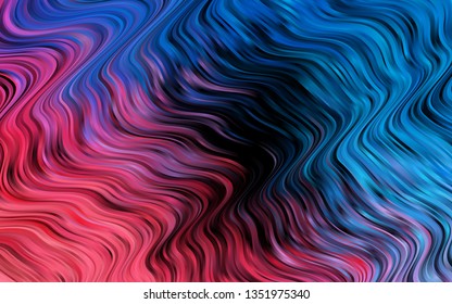 Light Blue, Red vector pattern with bent ribbons. Blurred geometric sample with gradient bubbles.  Brand new design for your ads, poster, banner.
