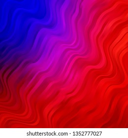 Light Blue, Red vector pattern with lines. Bright illustration with gradient circular arcs. Template for cellphones.