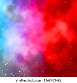 Light Blue, Red vector pattern with abstract stars. Shining colorful illustration with small and big stars. Theme for cell phones.
