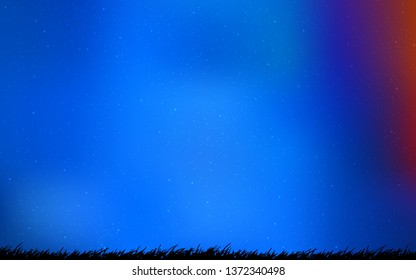 Light Blue, Red vector pattern with night sky stars. Shining colored illustration with bright astronomical stars. Smart design for your business advert.