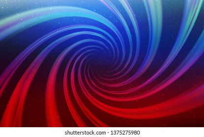 Light Blue, Red vector pattern with night sky stars. Glitter abstract illustration with colorful cosmic stars. Template for cosmic backgrounds.