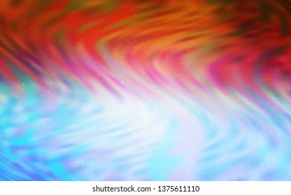Light Blue, Red vector pattern with night sky stars. Modern abstract illustration with Big Dipper stars. Template for cosmic backgrounds.