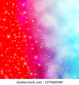 Light Blue, Red vector pattern with abstract stars. Blur decorative design in simple style with stars. Pattern for new year ad, booklets.