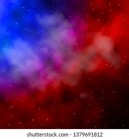 Light Blue, Red vector pattern with abstract stars. Decorative illustration with stars on abstract template. Theme for cell phones.