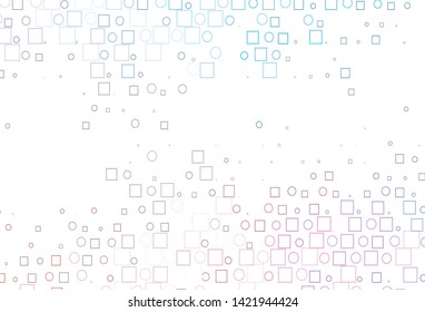 Light Blue, Red vector pattern with spheres, squares. Illustration with set of shining colorful abstract circles, cubes. Template for your brand book.