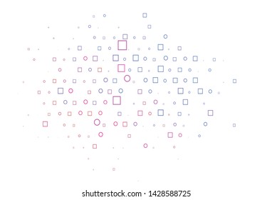 Light Blue, Red vector pattern with spheres, squares. Decorative design in abstract style with circles, rectangles. Pattern for ads, leaflets.