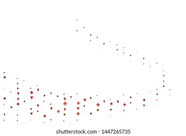 Light Blue, Red vector pattern with symbol of cards. Shining illustration with hearts, spades, clubs, diamonds. Pattern for booklets, leaflets of gambling houses.